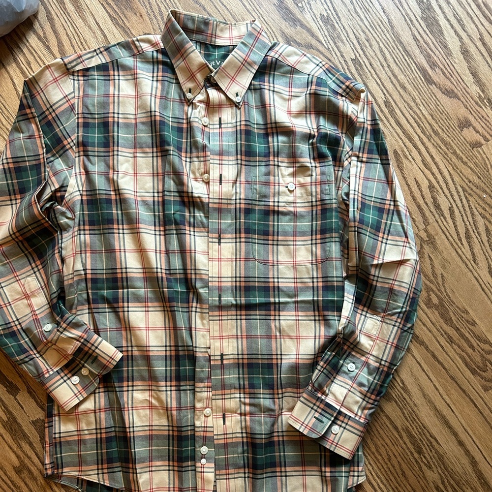 Orvis Men's Casual Plaid Shirt - Blue, Red, and Cream